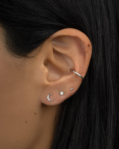 Tiny CZ Moon Studs