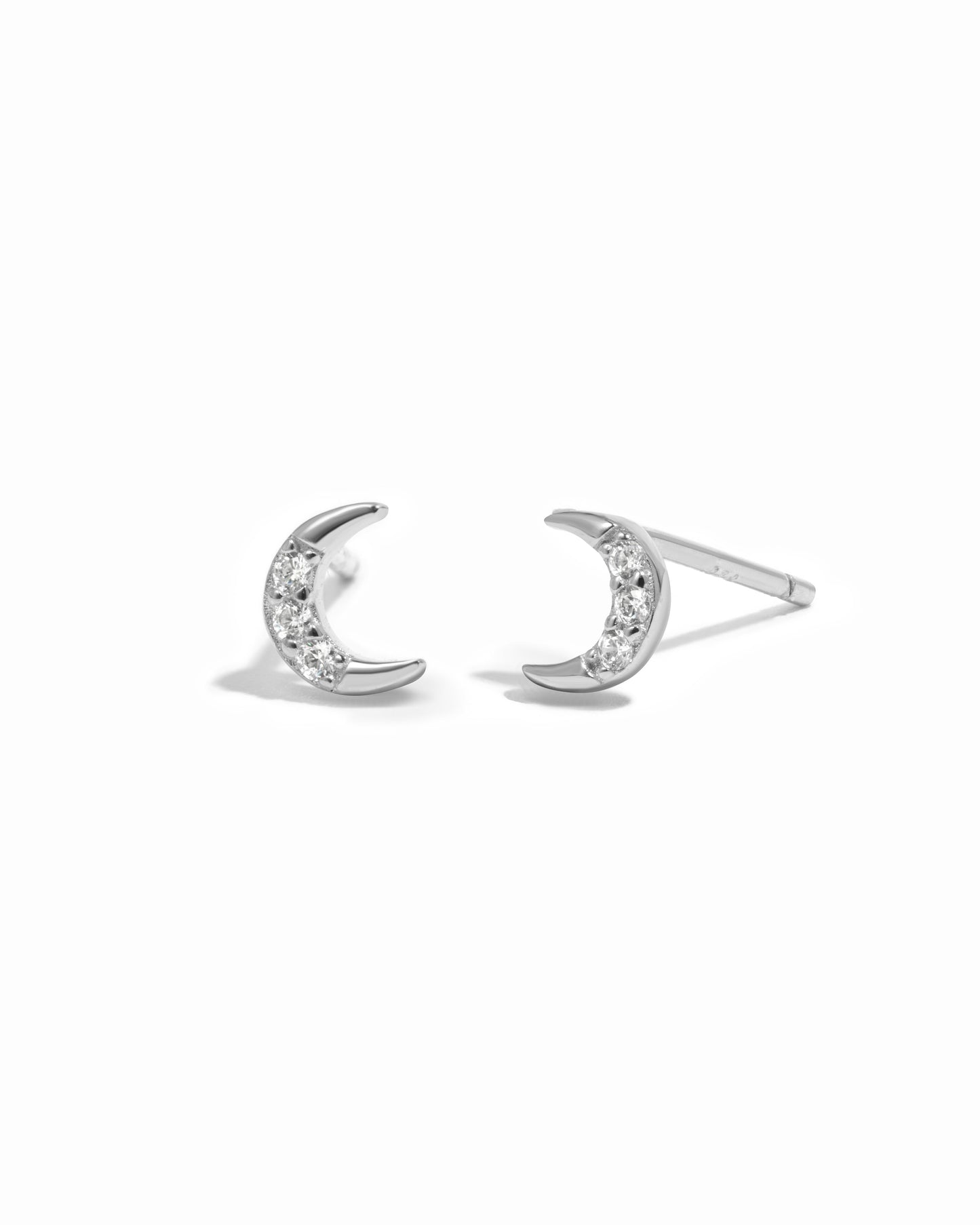 Tiny CZ Moon Studs