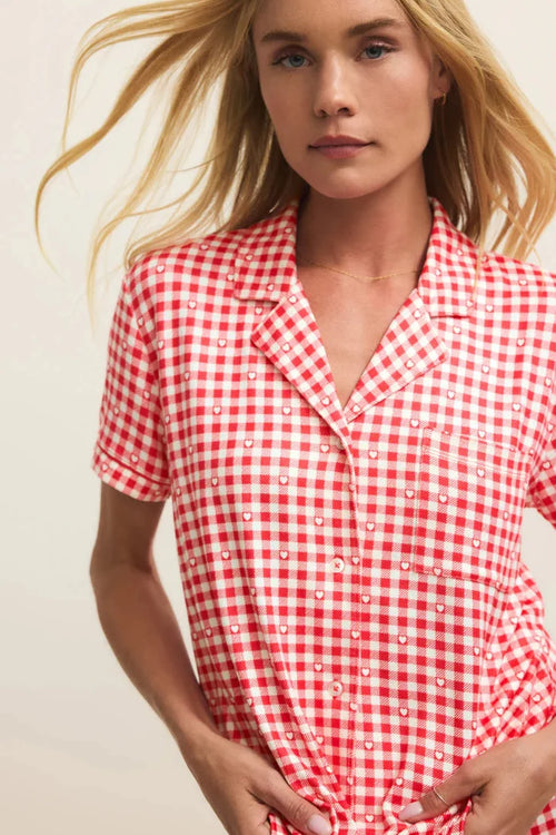 Z Supply: Gingham PJ Top - Kiss Me Red - B Social Boutique