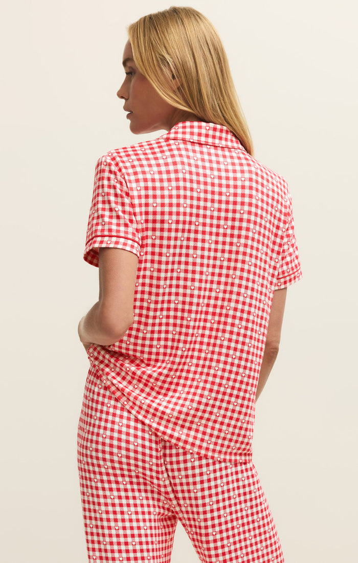 Z Supply: Gingham PJ Top - Kiss Me Red - B Social Boutique