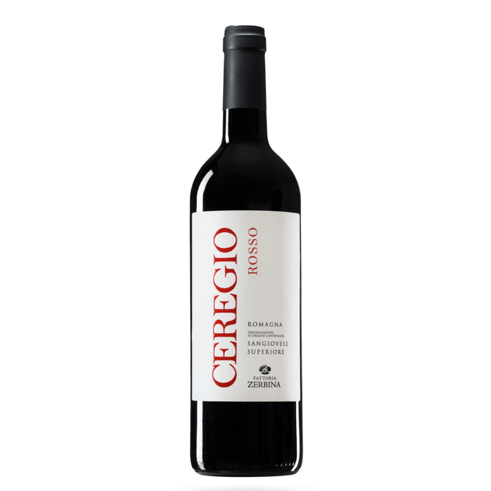 Zerbina Ceregio Red 2022 red wine bottle with cream label and black cap